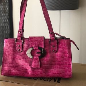 Hot pink snake skin Guess bag